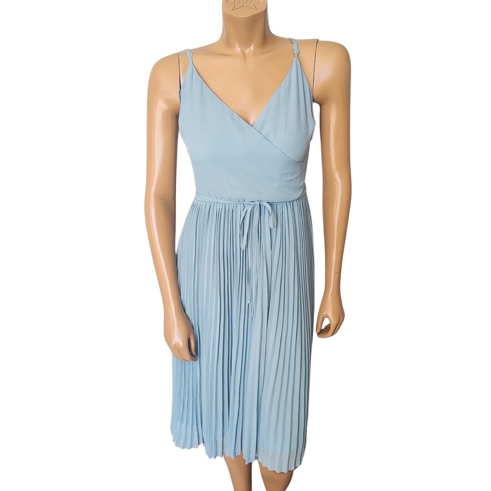 Blue Pleated Midi Dress Large